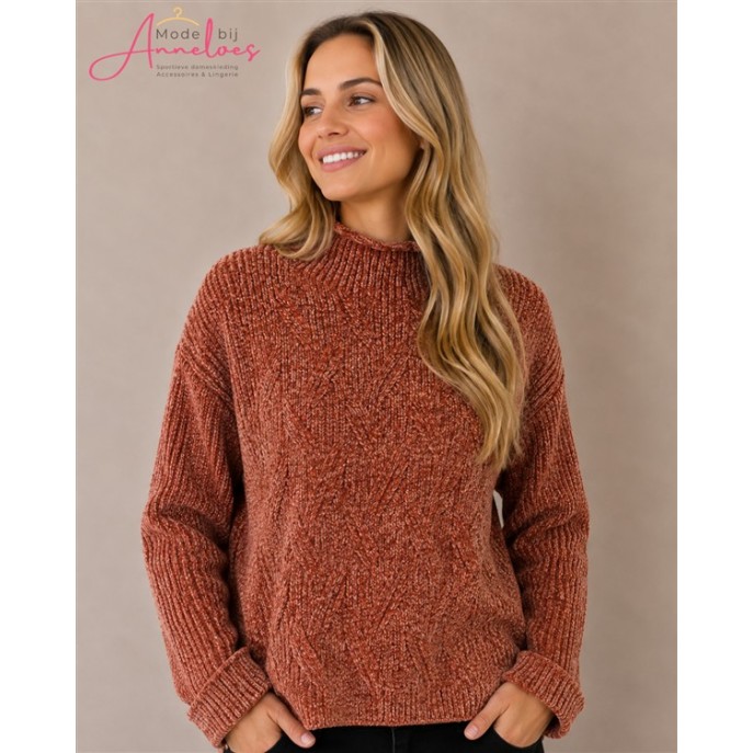 Blue Seven Pullover 248140 LM Turtle Chenille Wijnrood Blue Seven Pullover 248140 LM Turtle Chenille Wijnrood